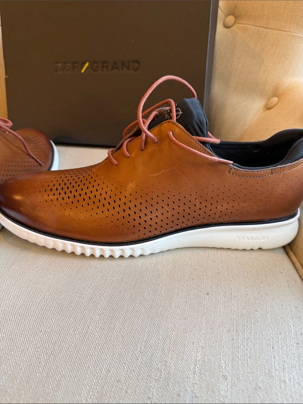 Cole Haan Brown Perforated Leather Lace-Up Oxfords - Picture 5 of 5